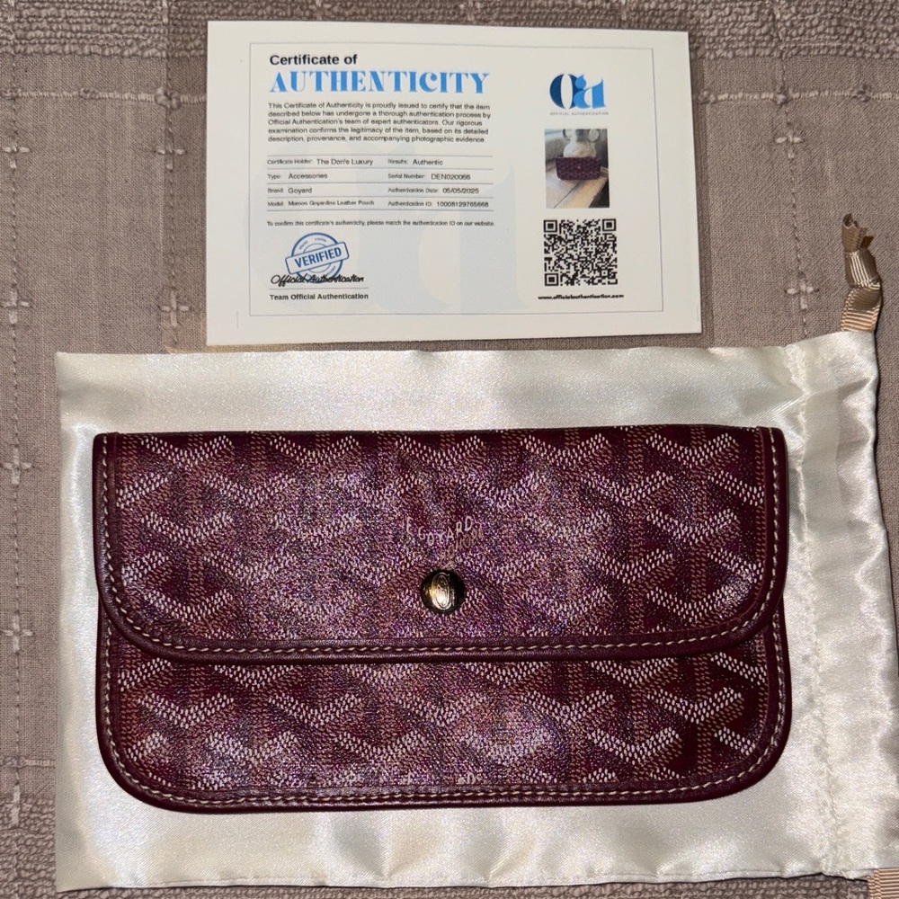 Goyard maroon goyardine leather pouch